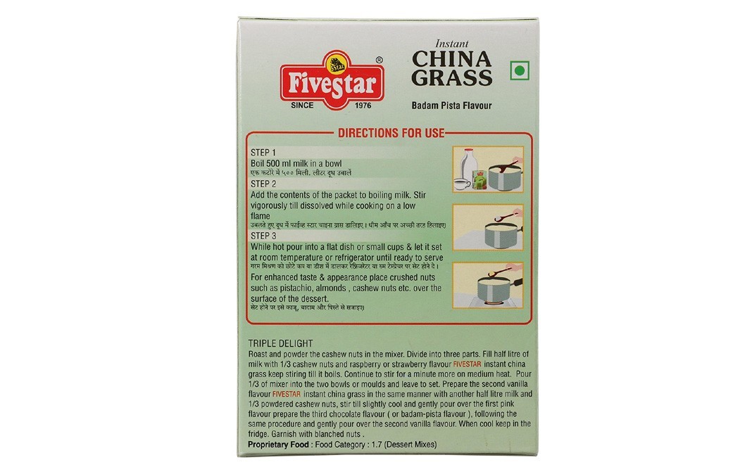 Five Star Instant China Grass, Badam Pista Flavour   Box  100 grams